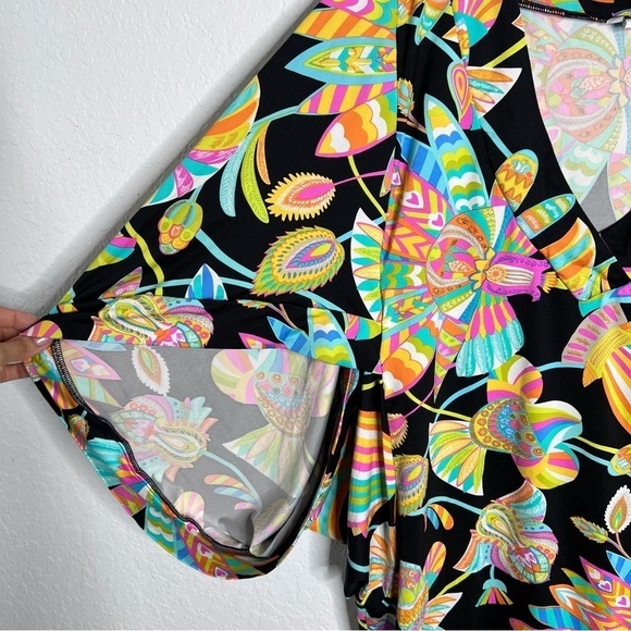 Trina Turk Cover Up Tunic Dress Women Small 6 Bikini Bottom Tahitian Floral B14 - Picture 4 of 13